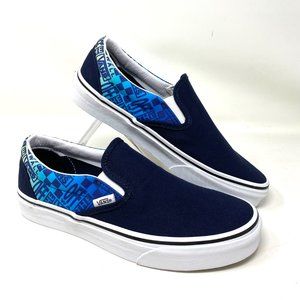 Vans Blue and White Slip-On Sneakers
